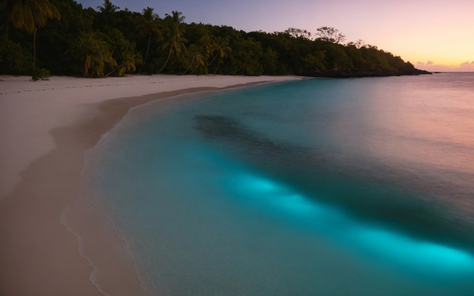 Meeresleuchten am Strand von Mosquito Bay in Vieques, Puerto Rico